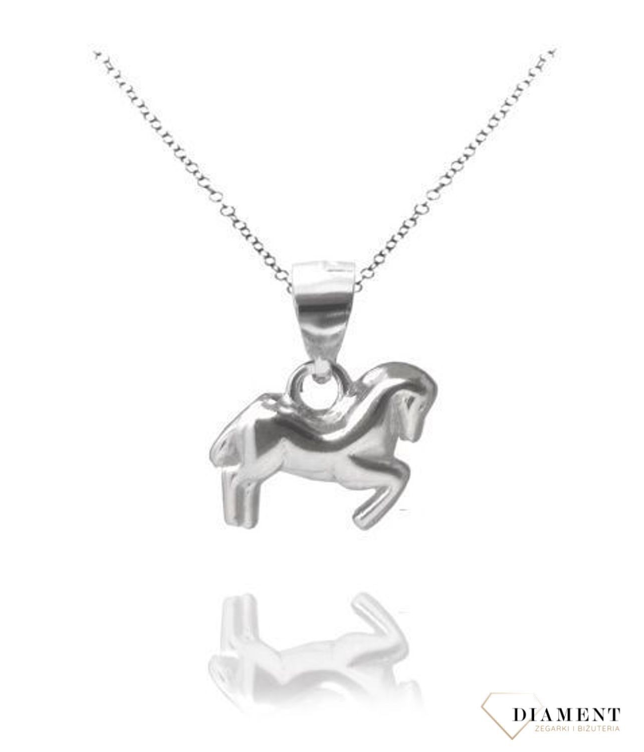 Srebrny naszyjnik z zawieszką w kształcie konia JMAN0187GN45.jpg