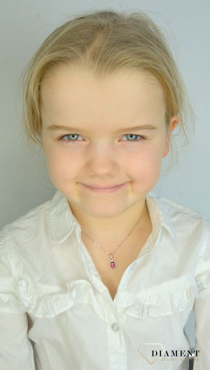 Naszyjnik srebrny dla dziewczynki Słodka biedronka.jpg