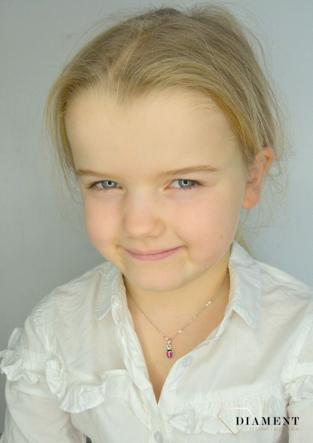 Naszyjnik srebrny dla dziewczynki Słodka biedronka.jpg