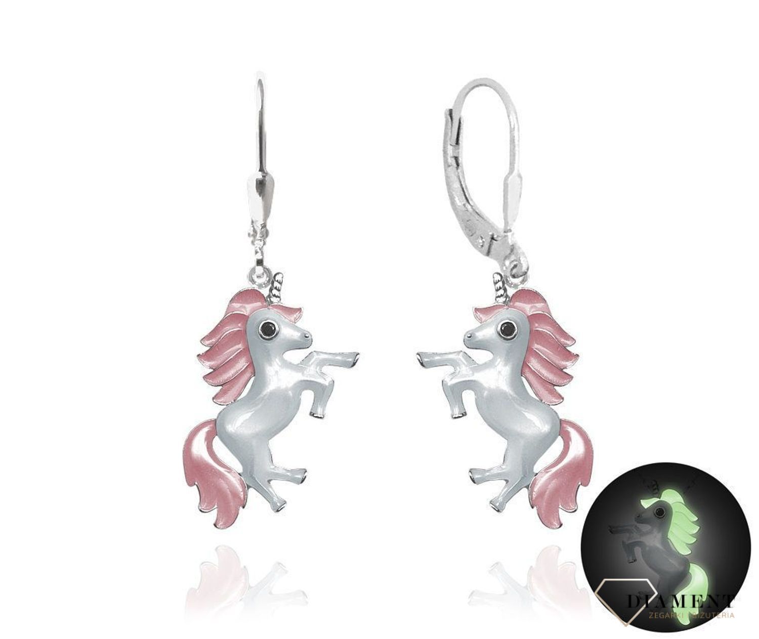 Srebrne kolczyki dla dziewczynki różowy jednorożec JMAD0011PE00 (2).jpg