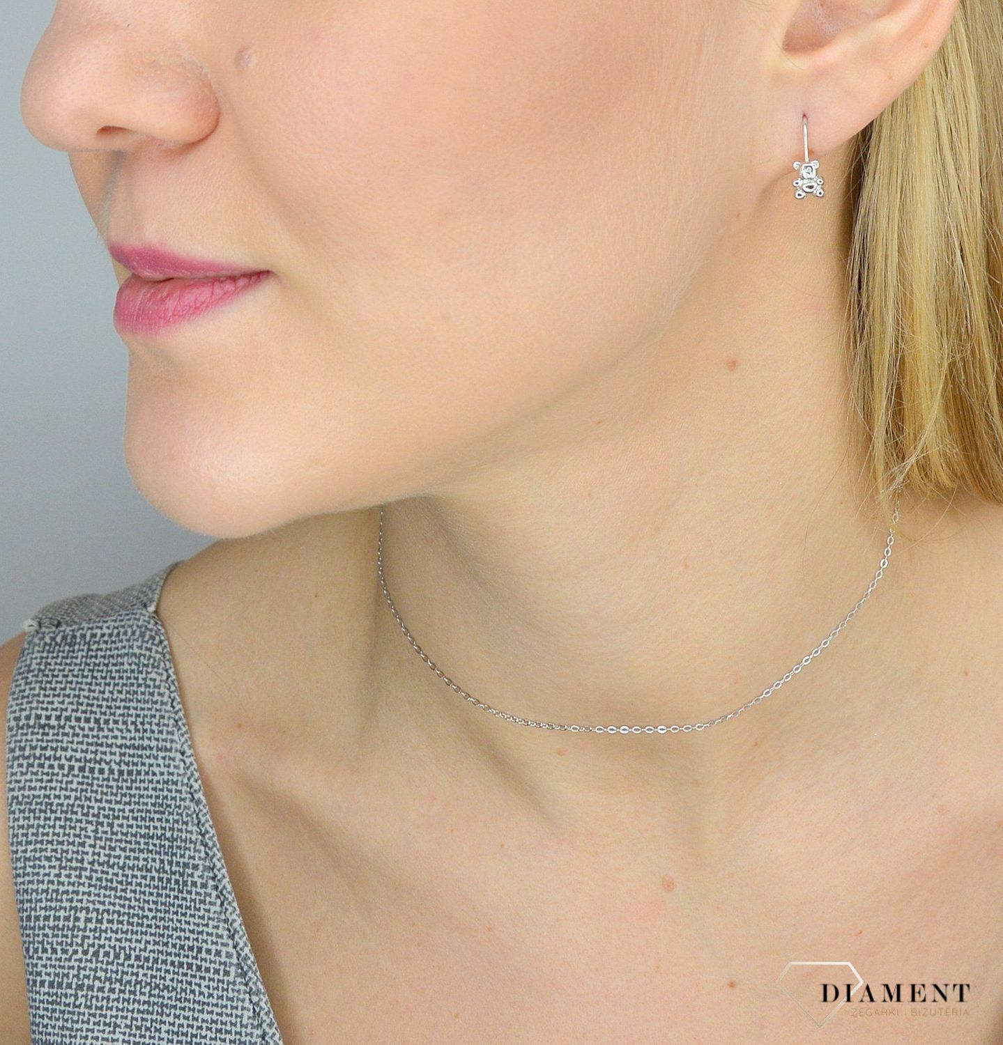 Srebrne kolczyki dla dziewczynki wiszące misie JMAD0013SE00.jpg