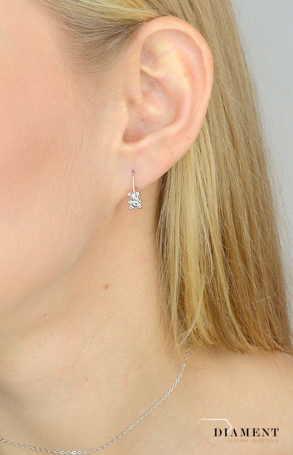 Srebrne kolczyki dla dziewczynki wiszące misie JMAD0013SE00.jpg