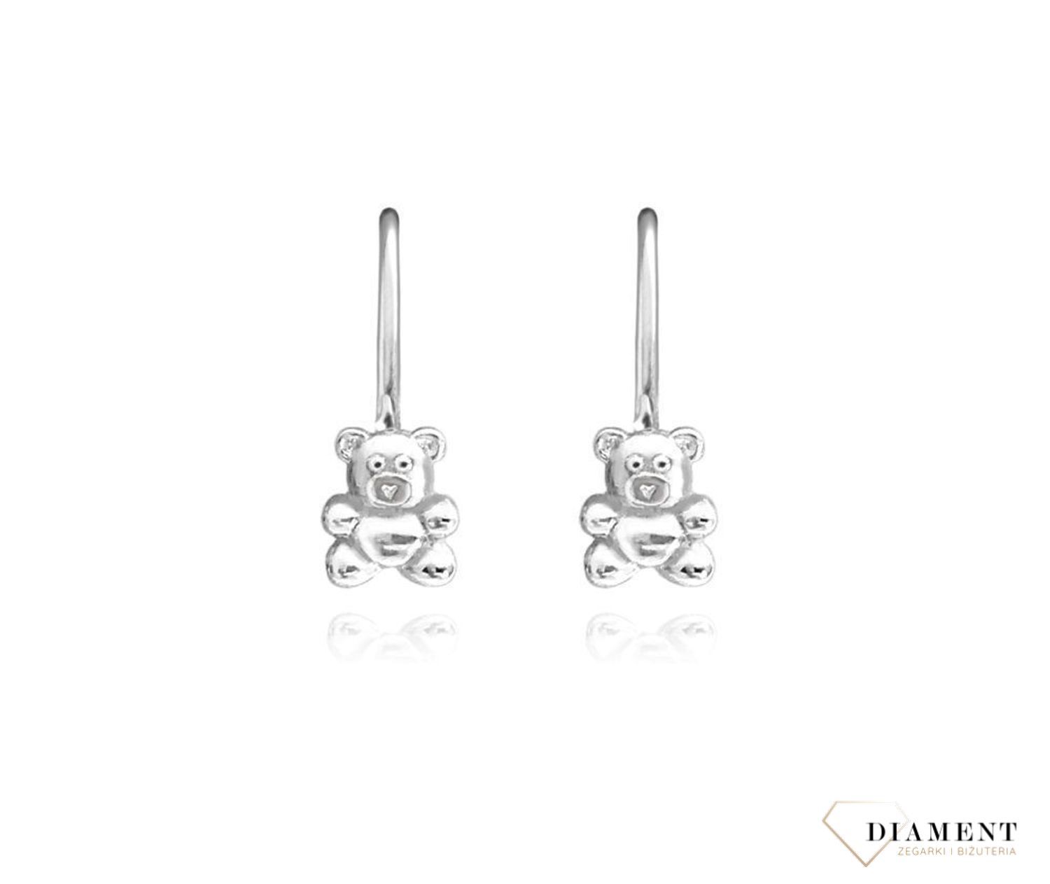 Srebrne kolczyki dla dziewczynki wiszące misie JMAD0013SE00.jpg