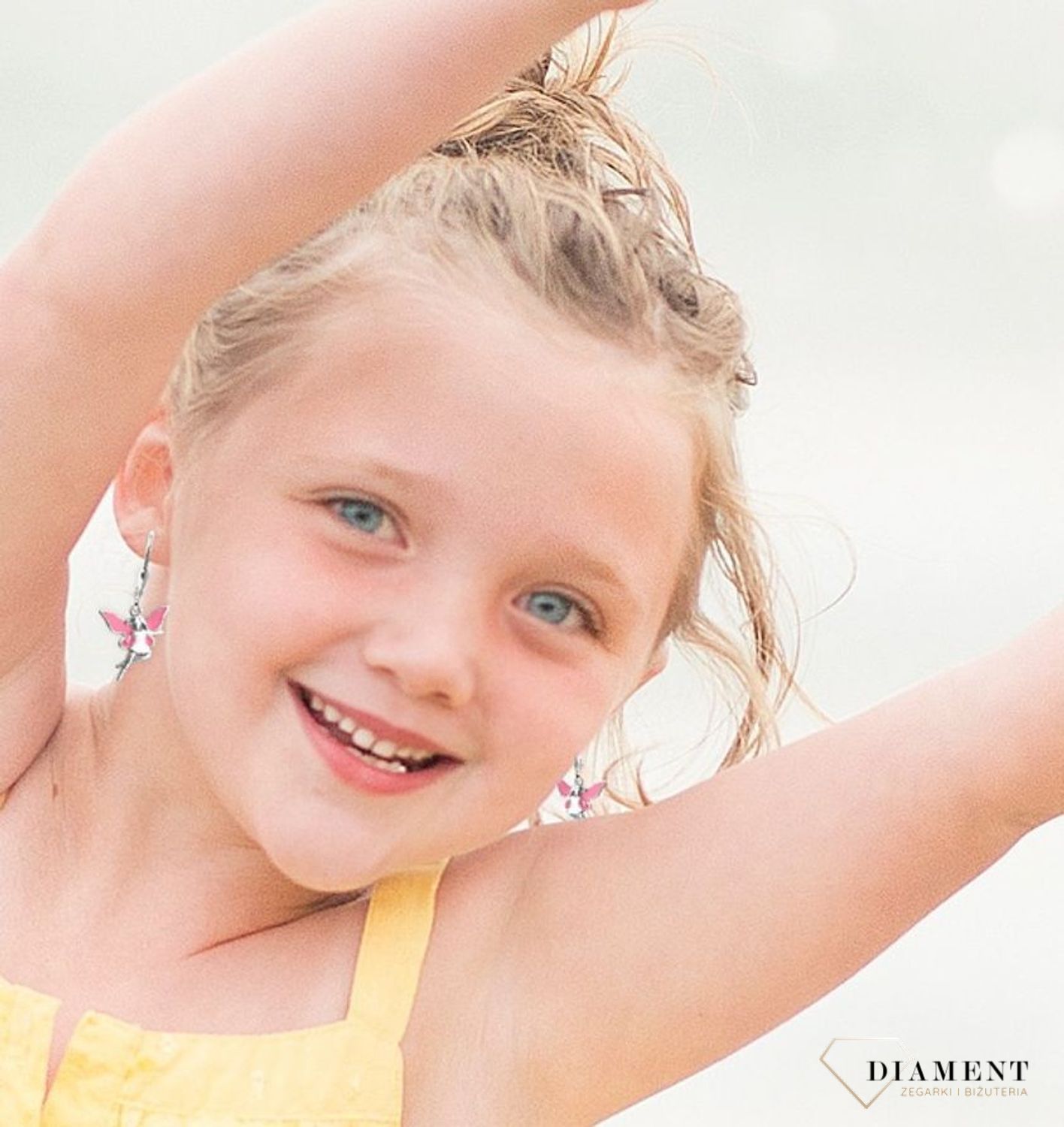 Kolczyki srebrne wróżka różowa emalia JMAD0017SE00.jpg