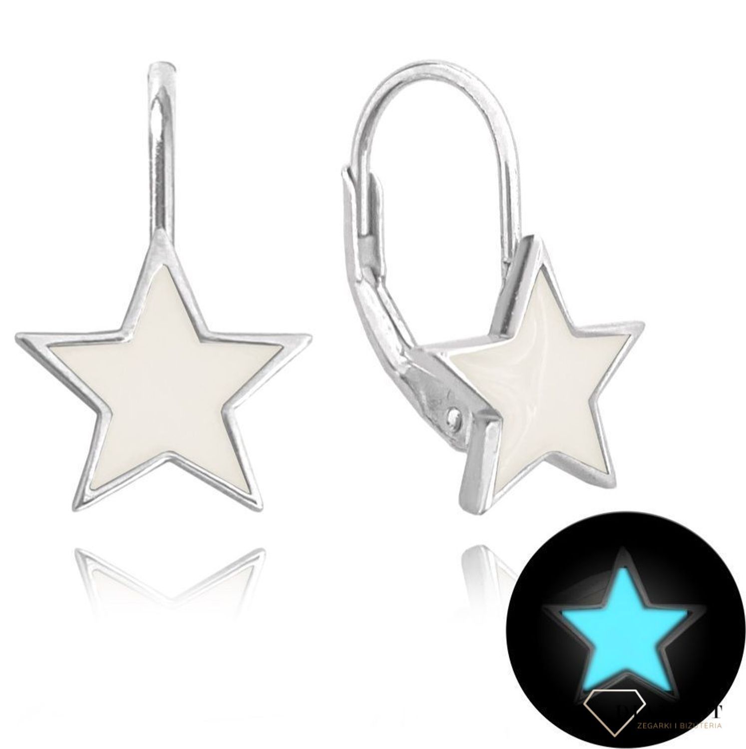 Srebrne kolczyki gwiazdki z białą masą jubilerską JMAD0023WE00.jpg