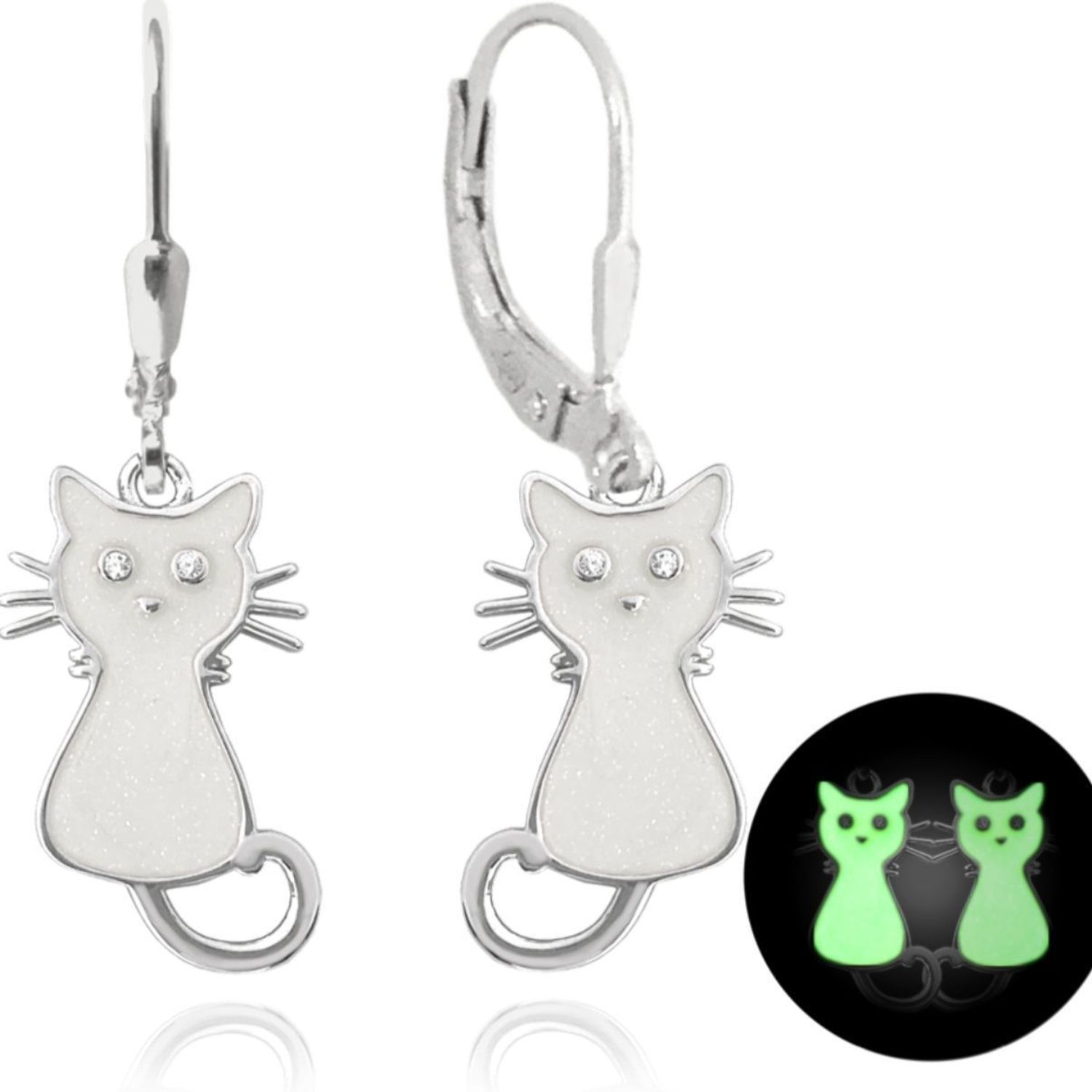 Kolczyki MINET dziecięce srebrne koty świecące w ciemności Ag 925.jpg