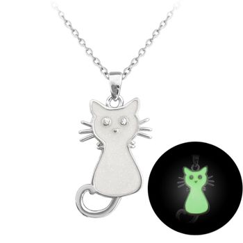 Naszyjnik MINET dziecięcy srebrny kot świecący w ciemności - Ag 925.jpg