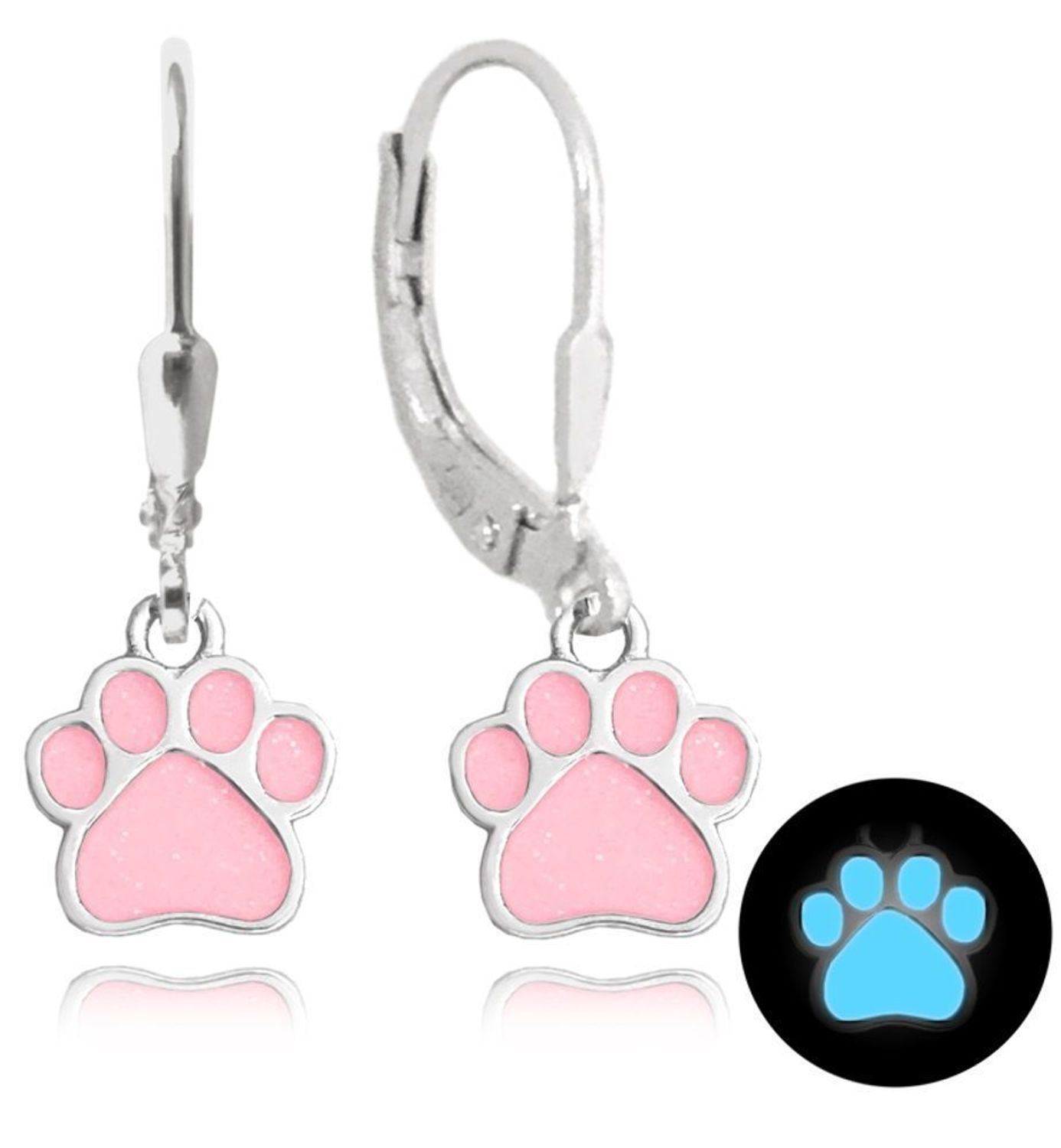 Srebrne kolczyki dla dziewczynki różowa łapka JMAD0025PE00.jpg