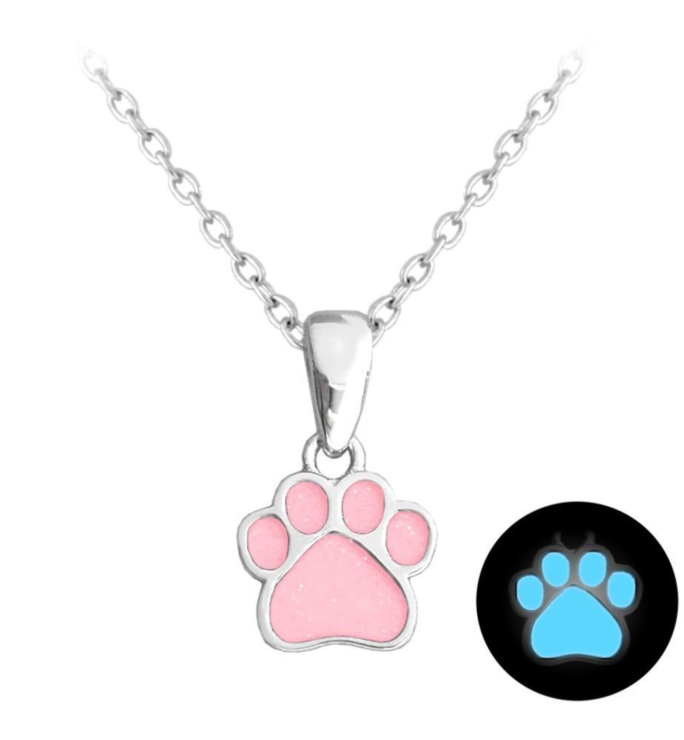 Srebrny naszyjnik dla dziewczynki różowa łapka JMAD0025PN38.jpg