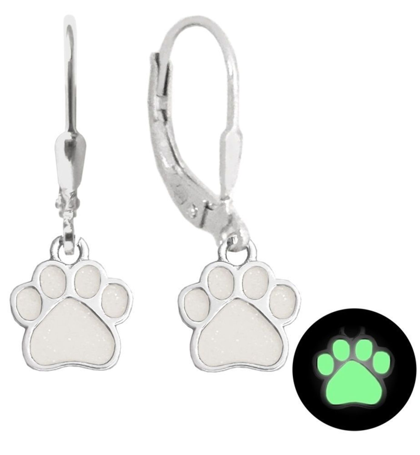 Srebrne kolczyki dla dziewczynki łapka zwierzaka.jpg