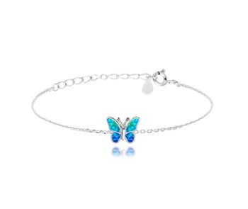 Srebrna bransoletka błyszczący motyl z niebieskim opalem JMAD0040AB14.jpg