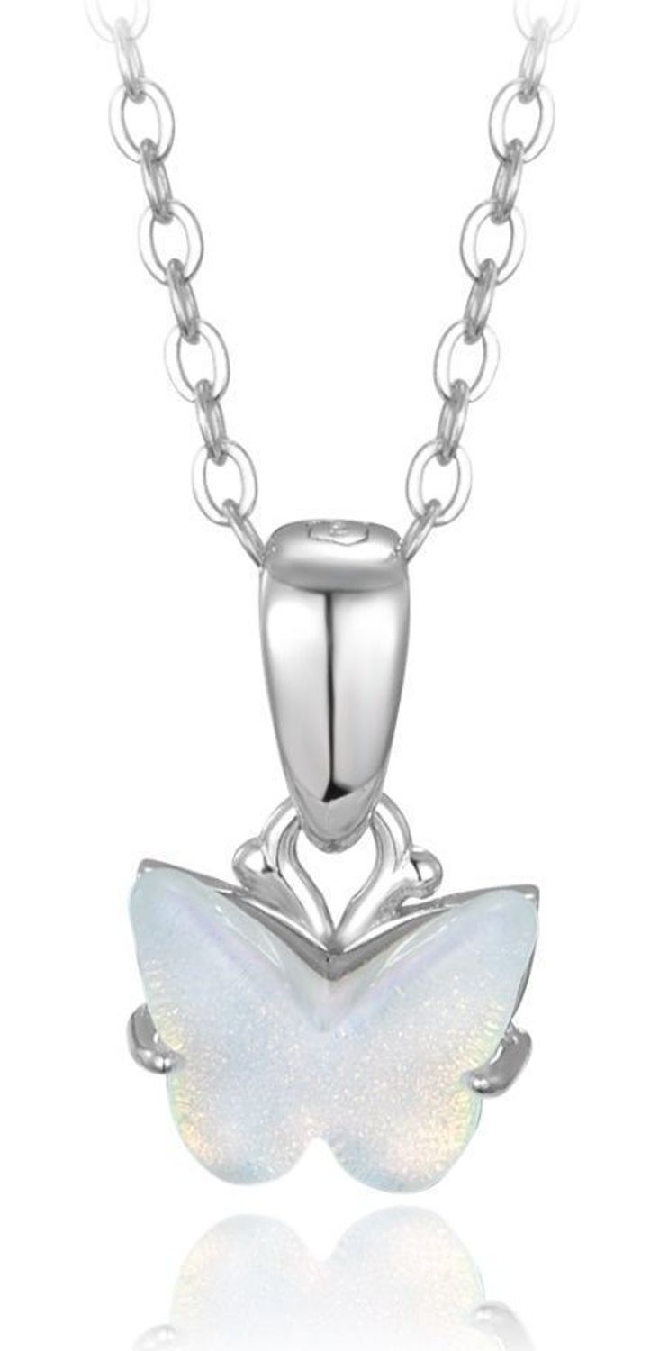 Naszyjnik srebrny biały błyszczący motylek JMAD0050WN38.jpg