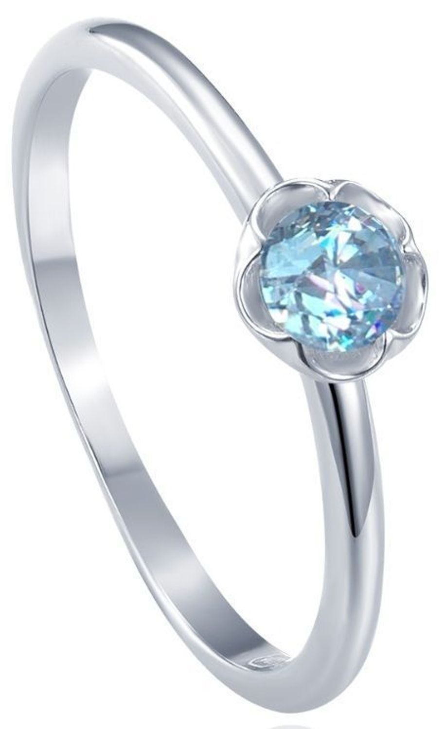 Pierścionek srebrny kwiatek niebieska cyrkonia prób 925, JMAD0051AR.jpg