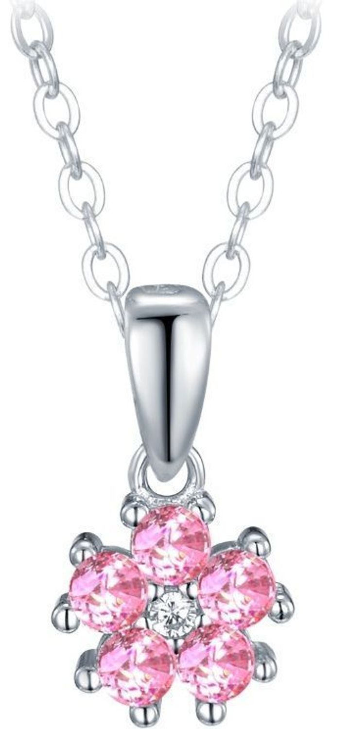 Naszyjnik srebrny kwiat z białymi i różowymi cyrkoniami próba 925, JMAD0055PN Naszyjnik wykonany z najwyższej jakości srebra. Idealny pomysł na prezent dla każdej kobiety..jpg
