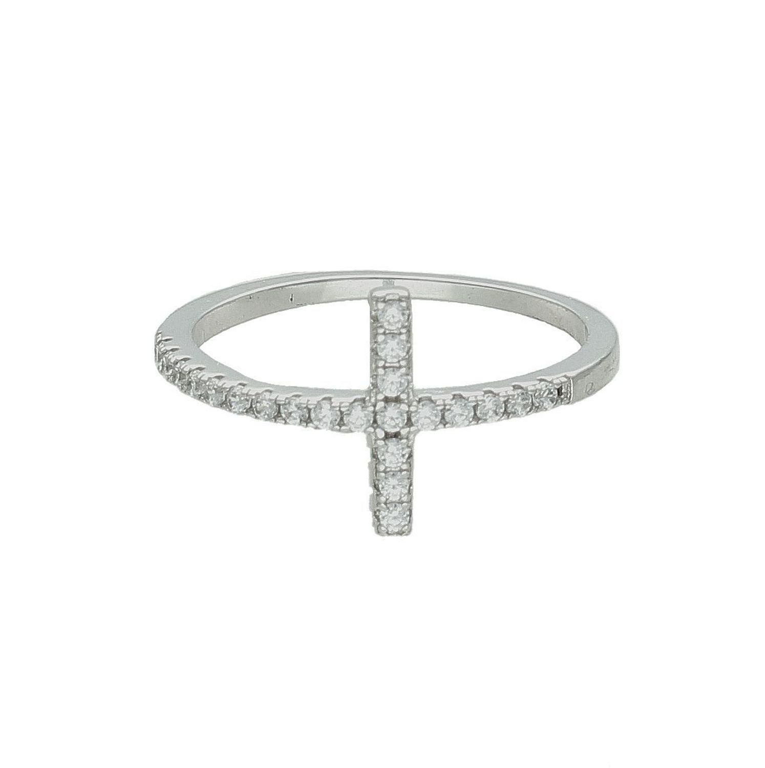 Srebrny pierścionek damski 925 krzyż z cyrkoniami rozmiar 16 JMAN0005SR56.jpg