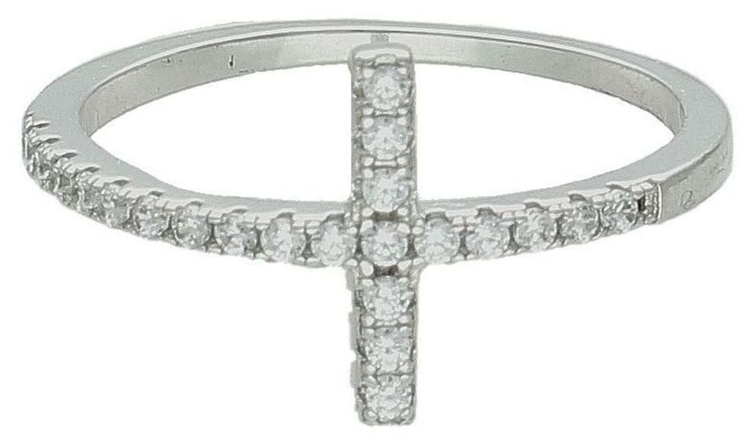 Srebrny pierścionek damski 925 krzyż z cyrkoniami rozmiar 16 JMAN0005SR56.jpg