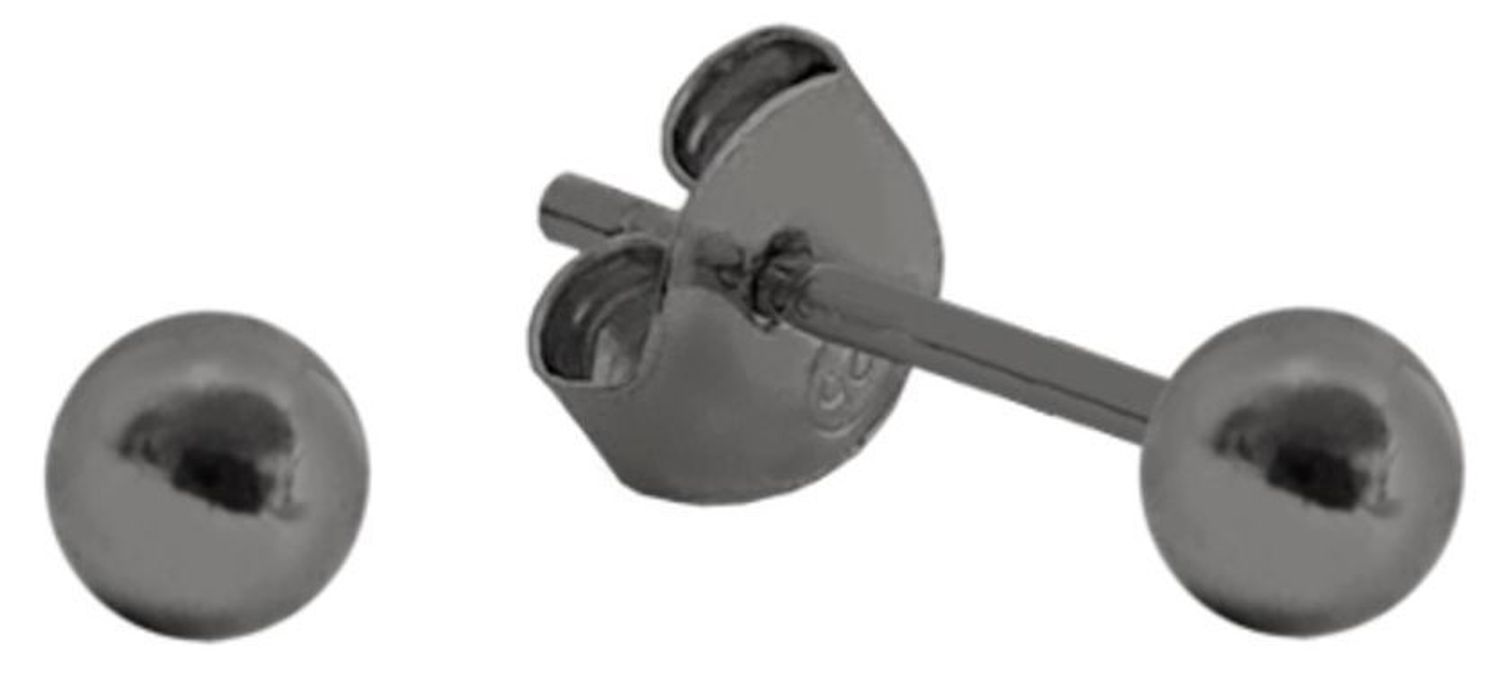 Małe srebrne kolczyki MINET czarne kulki 3 mm – minimalistyczna biżuteria do codziennego noszenia. Srebro próby 925 pokryte trwałym czarnym rodem.1.jpg