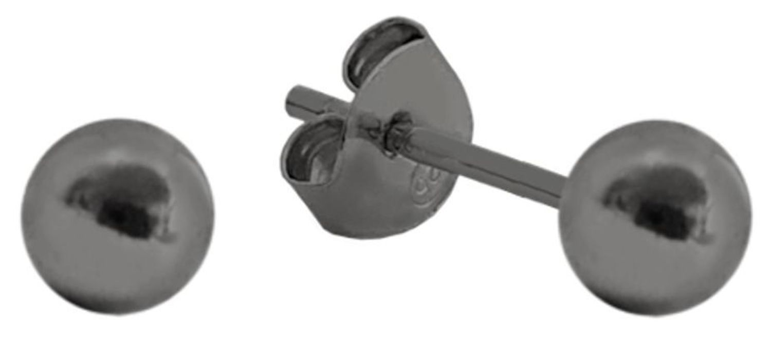 MINET srebrne kolczyki czarne kulki 5 mm, pokryte czarnym rodem. Subtelne, trwałe i wygodne kolczyki sztyfty na co dzień.1.jpg