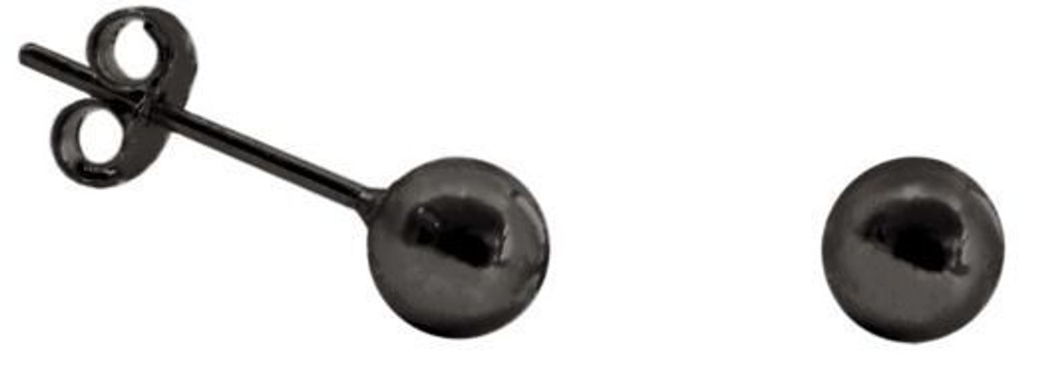 MINET srebrne kolczyki czarne kulki 5 mm, pokryte czarnym rodem. Subtelne, trwałe i wygodne kolczyki sztyfty na co dzień.1.jpg