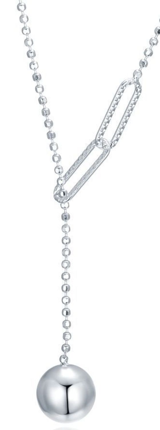 Srebrny naszyjnik MINET z wiszącą kulką, wykonany z rodowanego srebra próby 925. Minimalistyczna elegancja, idealna na co dzień i specjalne okazje. Długość 45 cm.1.jpg