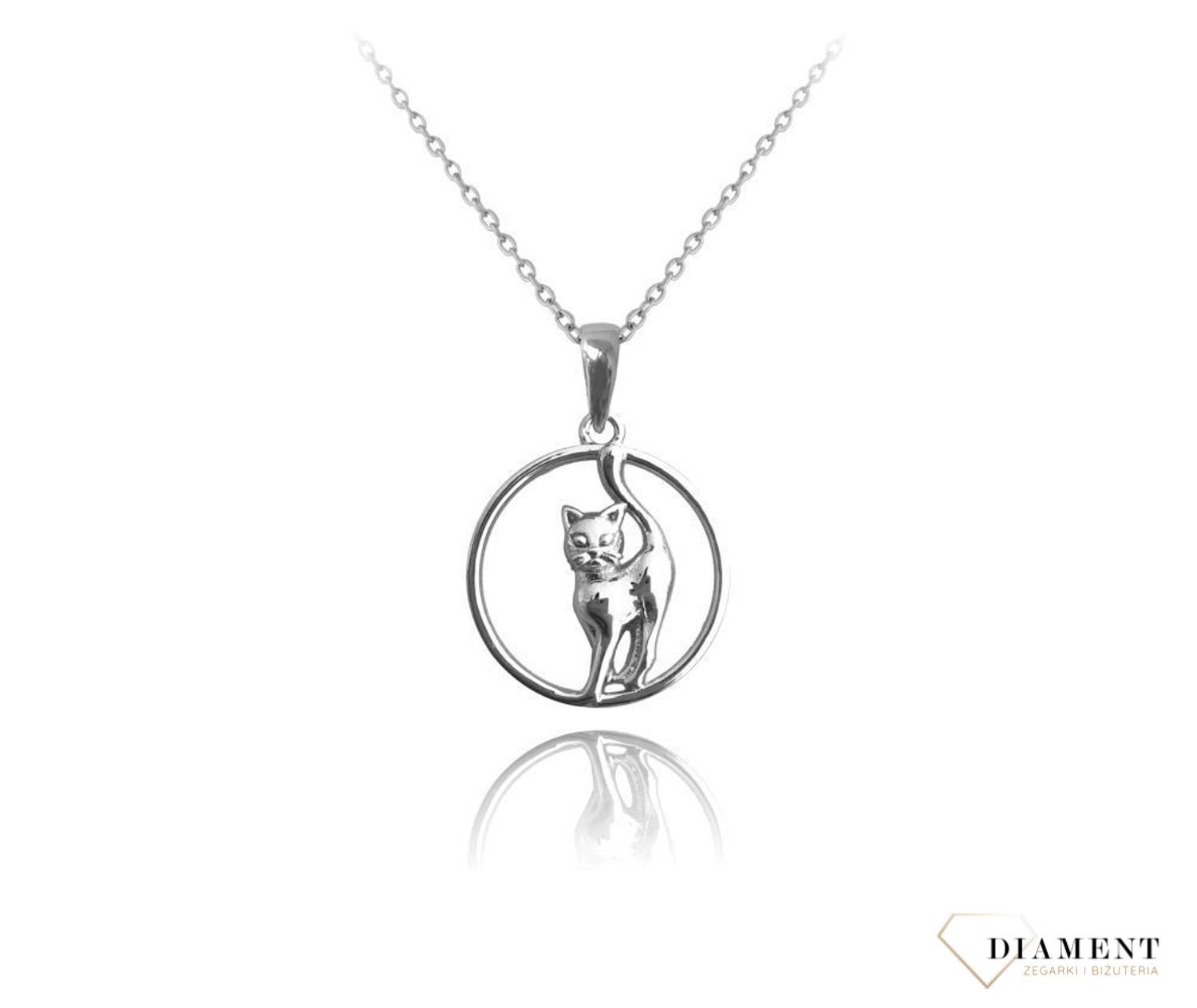 Srebrny naszyjnik dla kociary 'Srebrny kotek' JMAN0036CN42.jpg