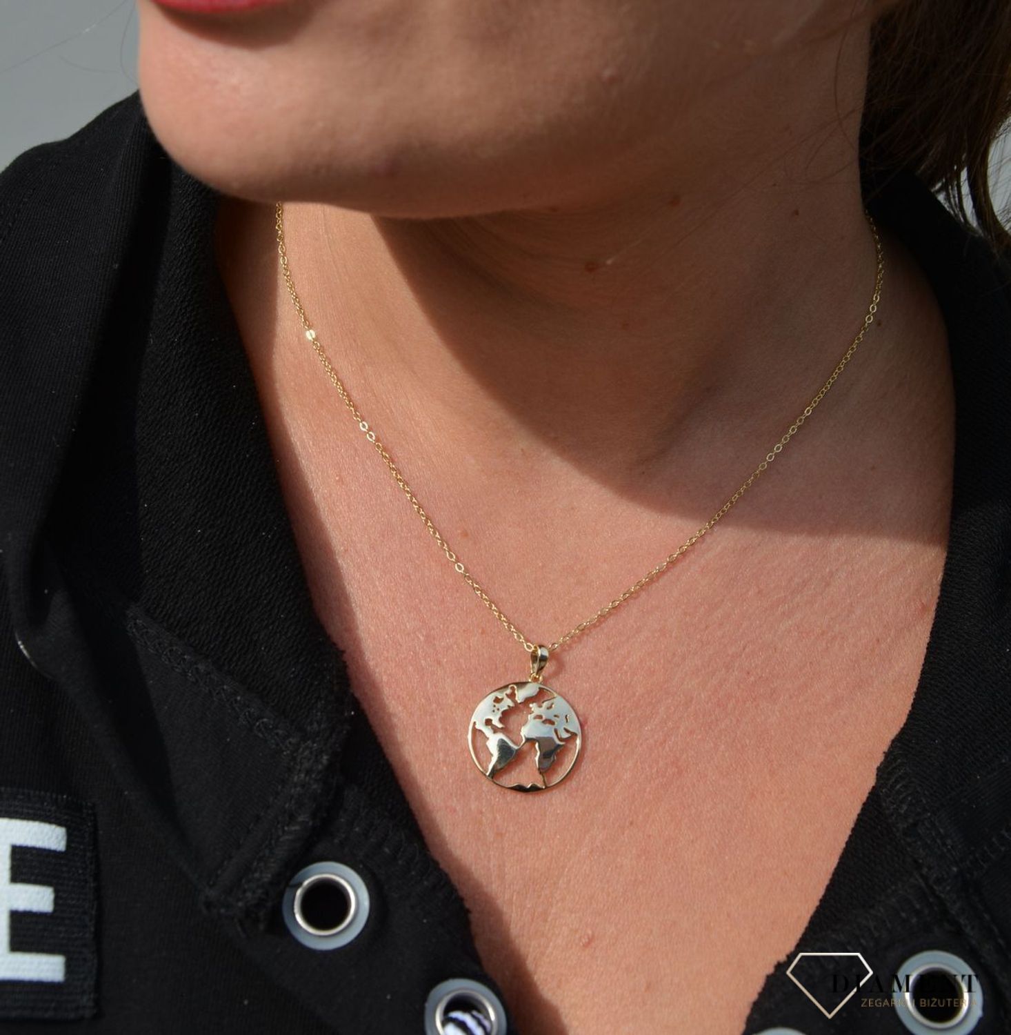 Srebrny naszyjnik pozłacany świat JMAN0061GN45.jpg