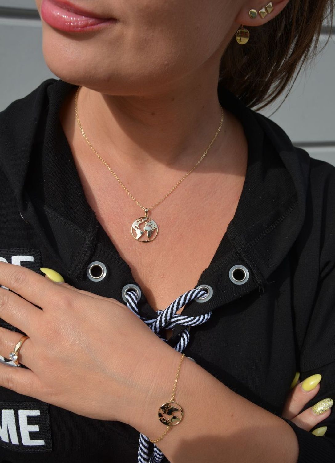 Srebrny naszyjnik pozłacany świat JMAN0061GN45.jpg