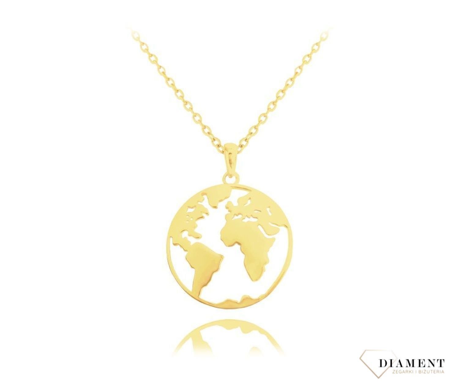 Srebrny naszyjnik pozłacany świat JMAN0061GN45.jpg