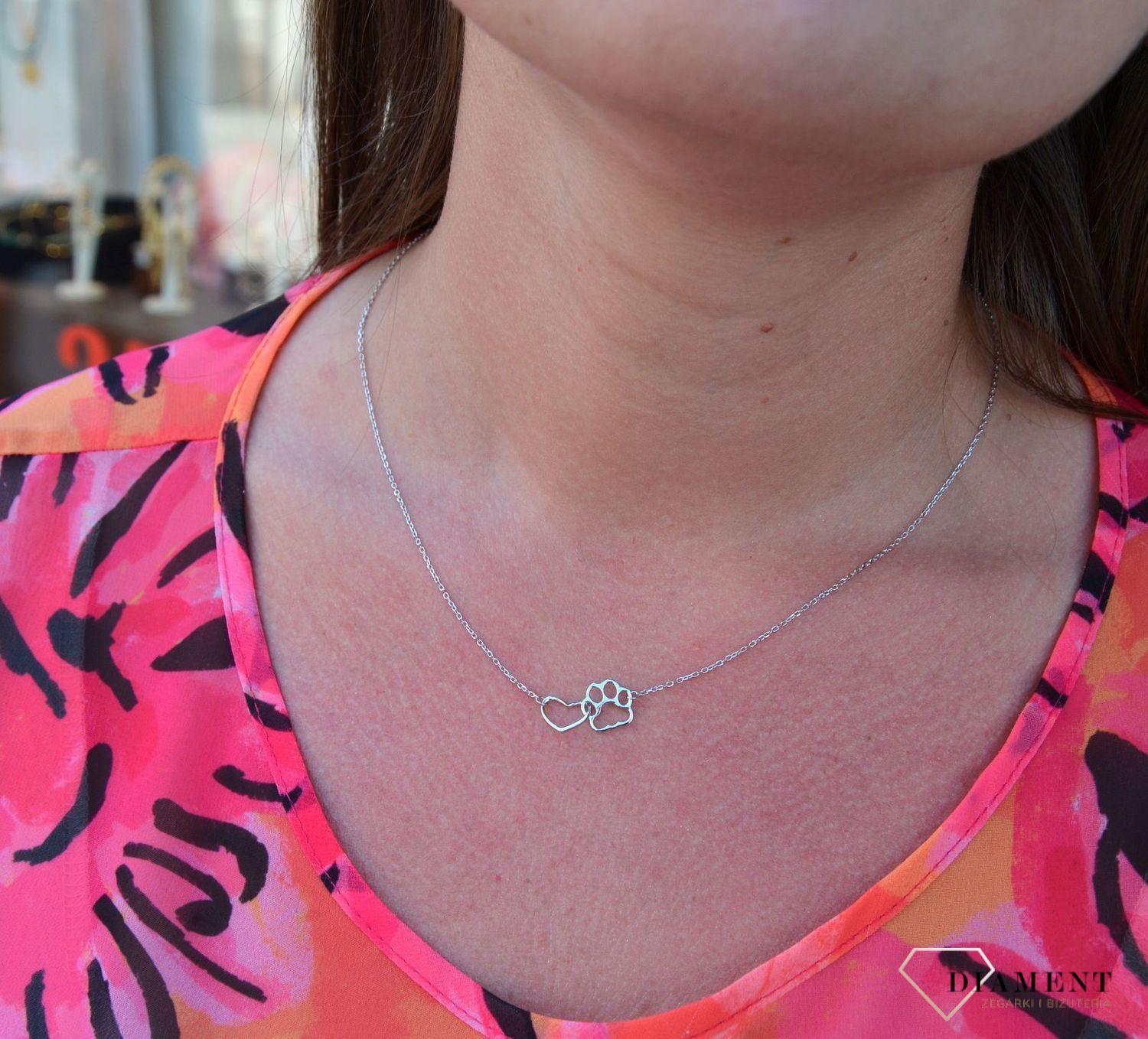 Srebrny naszyjnik celebrytka z sercem i łapką JMAN0137SN42.jpg