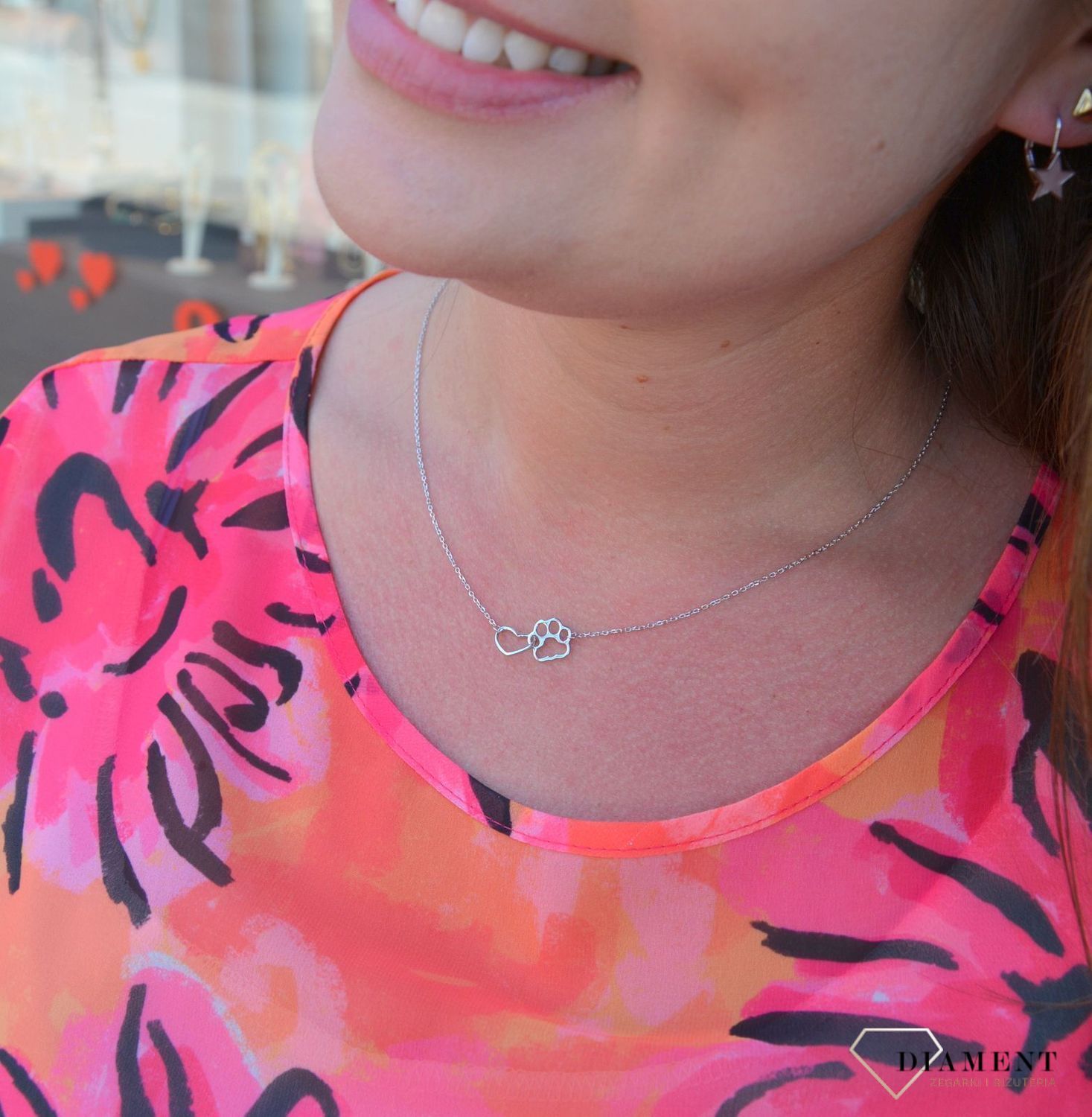 Srebrny naszyjnik celebrytka z sercem i łapką JMAN0137SN42.jpg