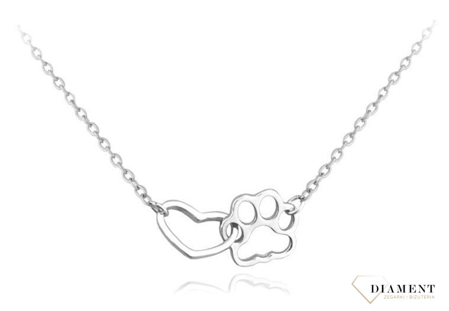 Srebrny naszyjnik celebrytka z sercem i łapką JMAN0137SN42.jpg