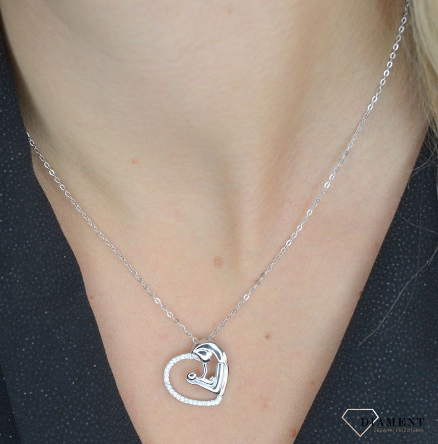 Naszyjnik srebrny 'Maluszek mamusi' prezent dla młodej mamy JMAN0176SN45.jpg