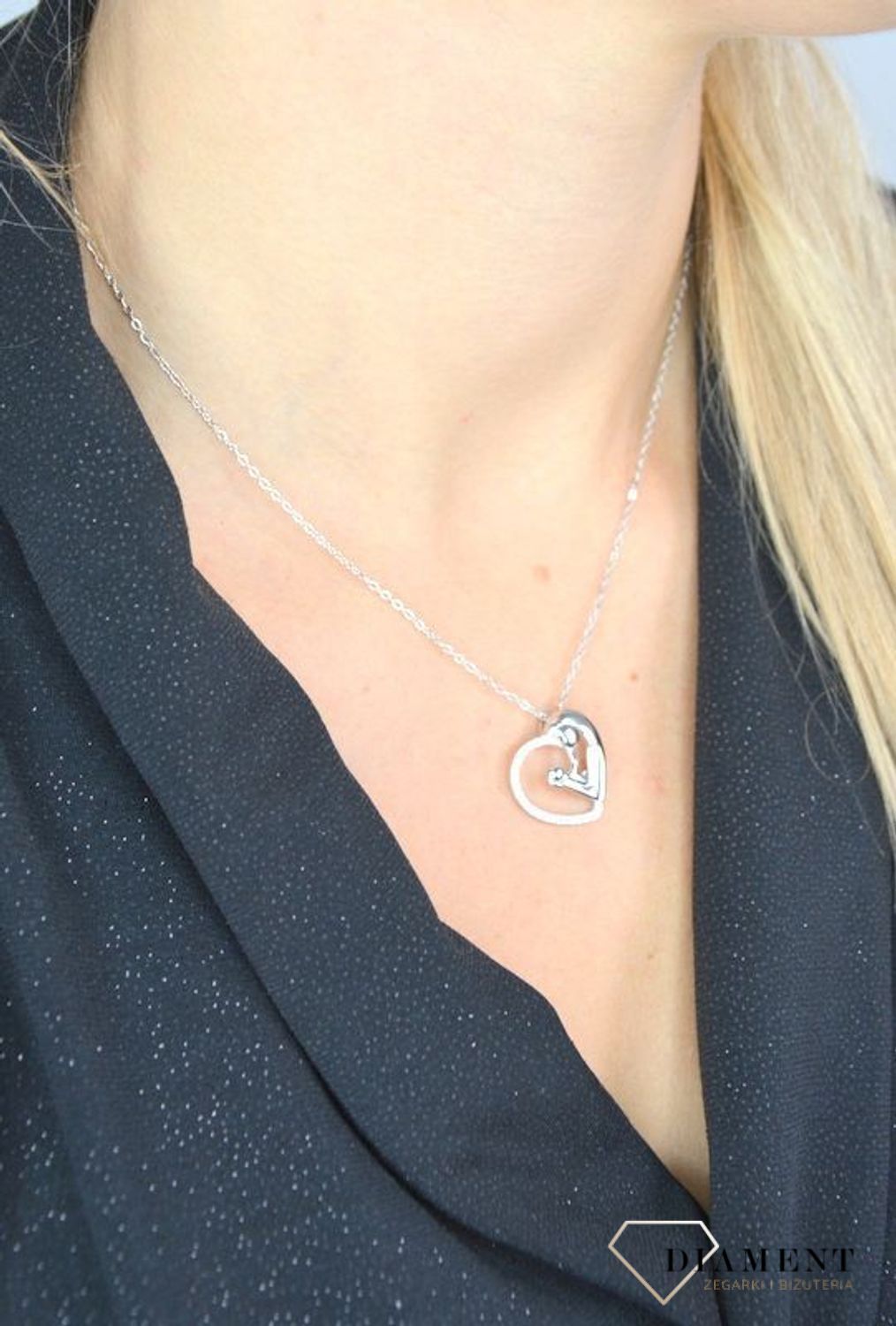 Naszyjnik srebrny 'Maluszek mamusi' prezent dla młodej mamy JMAN0176SN45.jpg