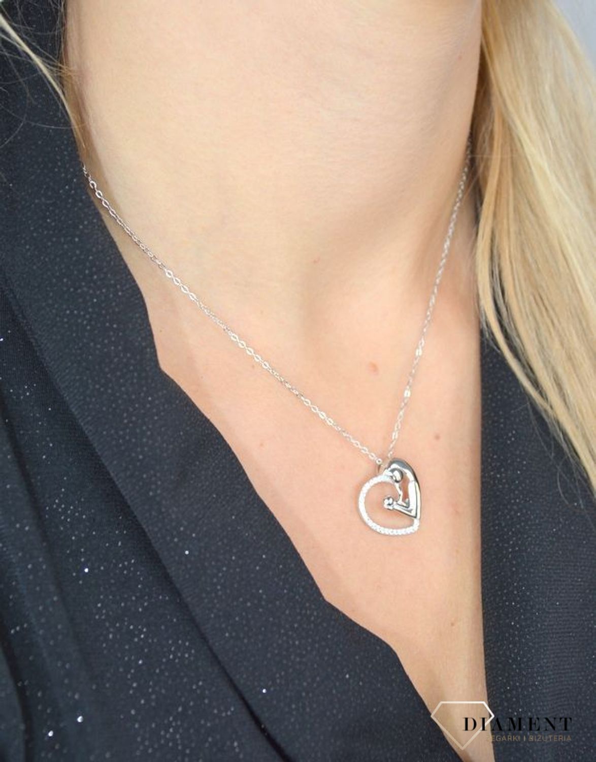 Naszyjnik srebrny 'Maluszek mamusi' prezent dla młodej mamy JMAN0176SN45.jpg