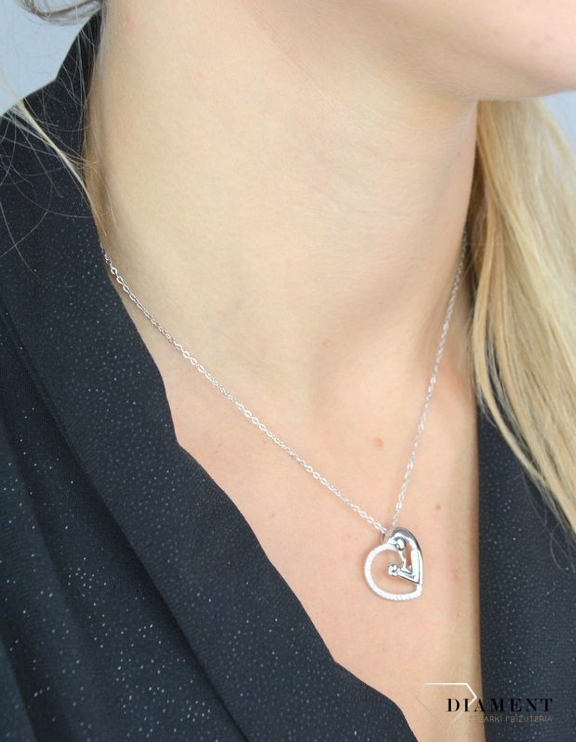 Naszyjnik srebrny 'Maluszek mamusi' prezent dla młodej mamy JMAN0176SN45.jpg