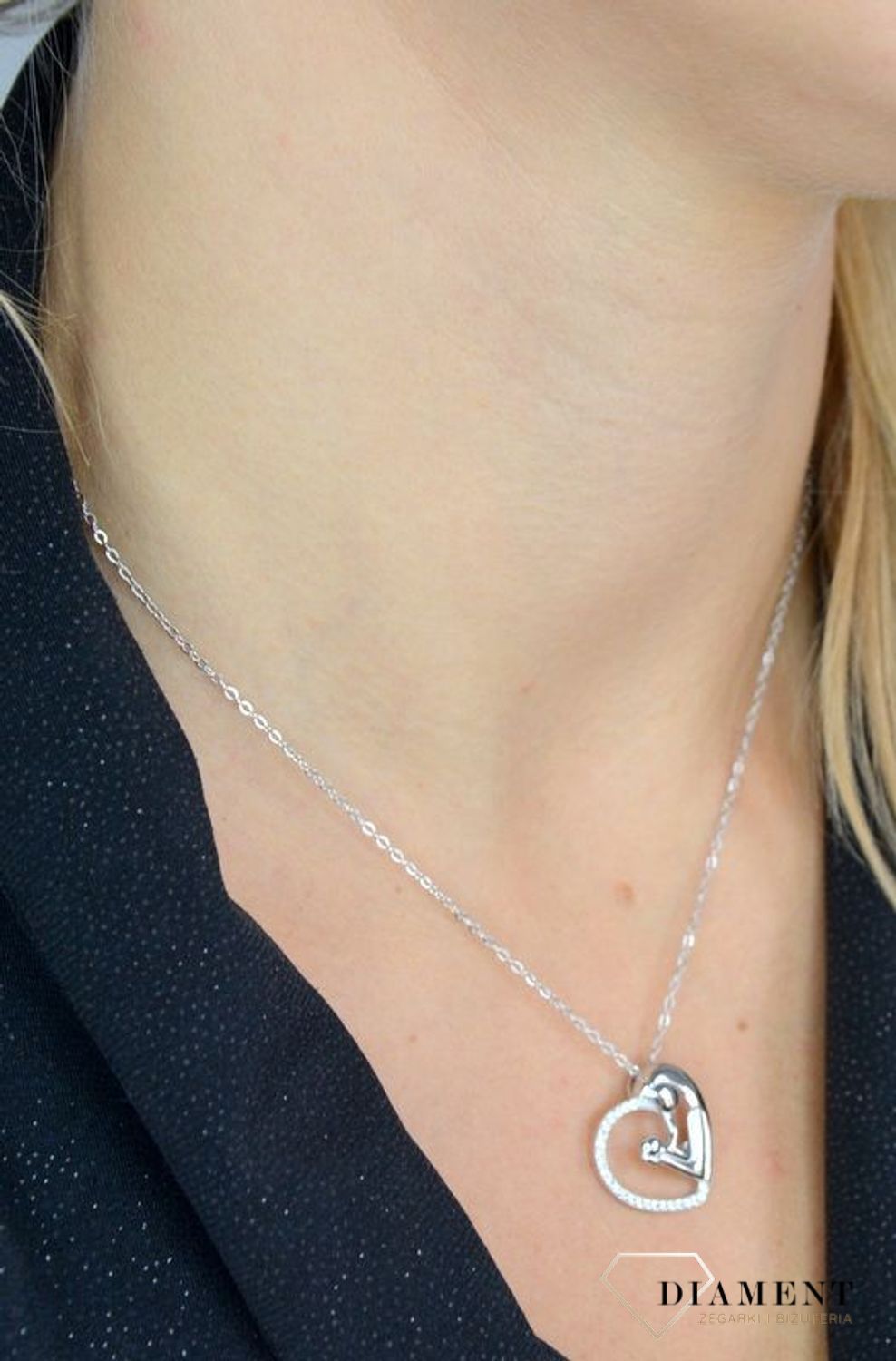 Naszyjnik srebrny 'Maluszek mamusi' prezent dla młodej mamy JMAN0176SN45.jpg