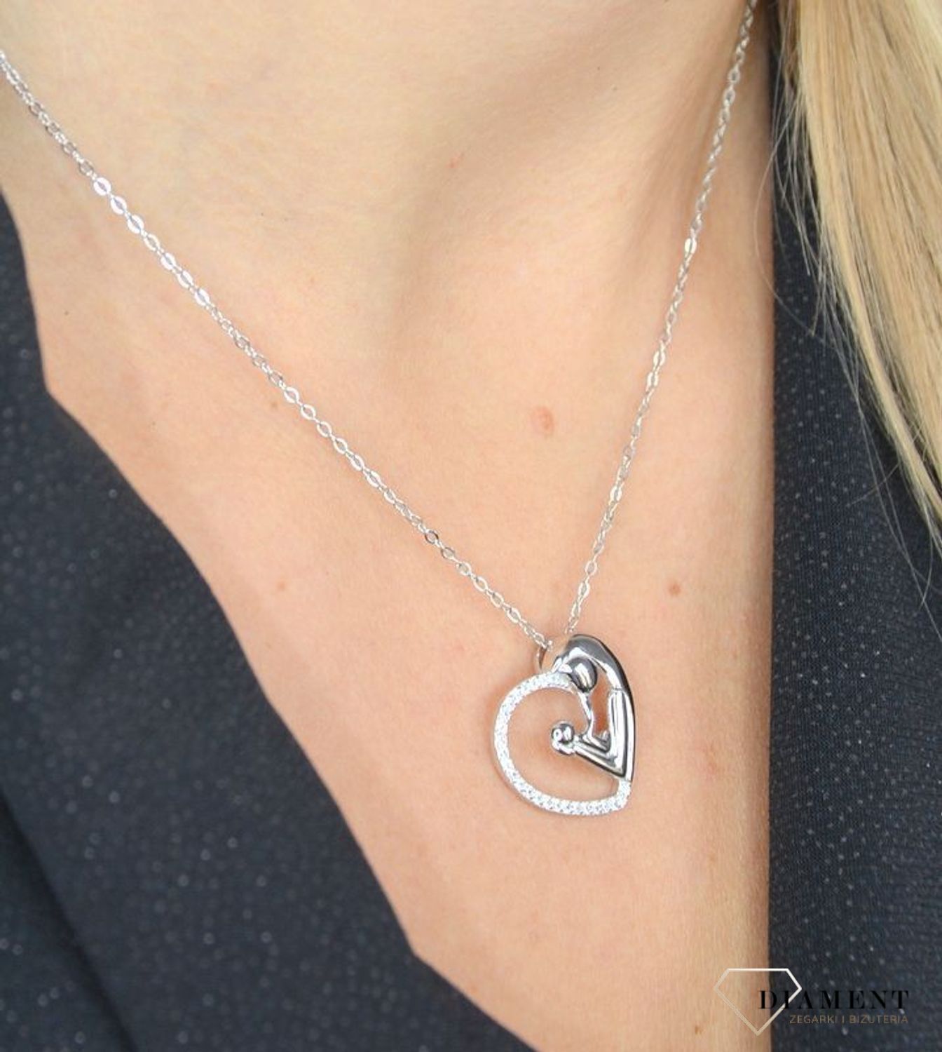Naszyjnik srebrny 'Maluszek mamusi' prezent dla młodej mamy JMAN0176SN45.jpg