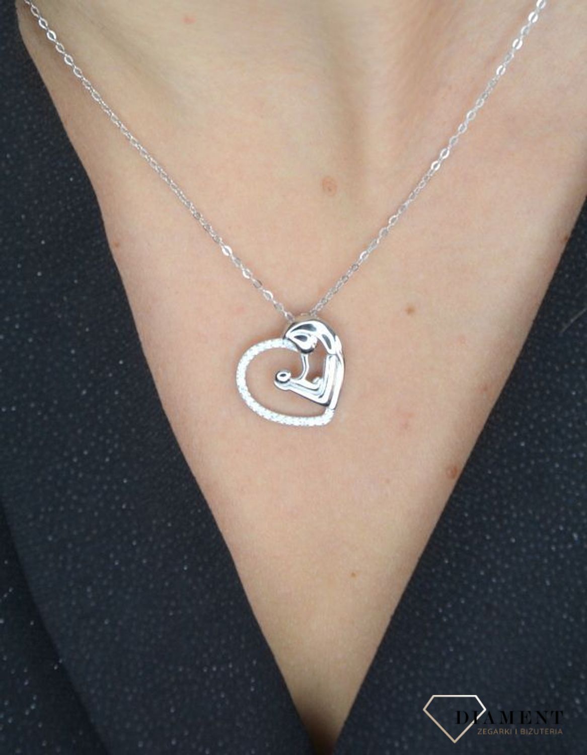 Naszyjnik srebrny 'Maluszek mamusi' prezent dla młodej mamy JMAN0176SN45.jpg