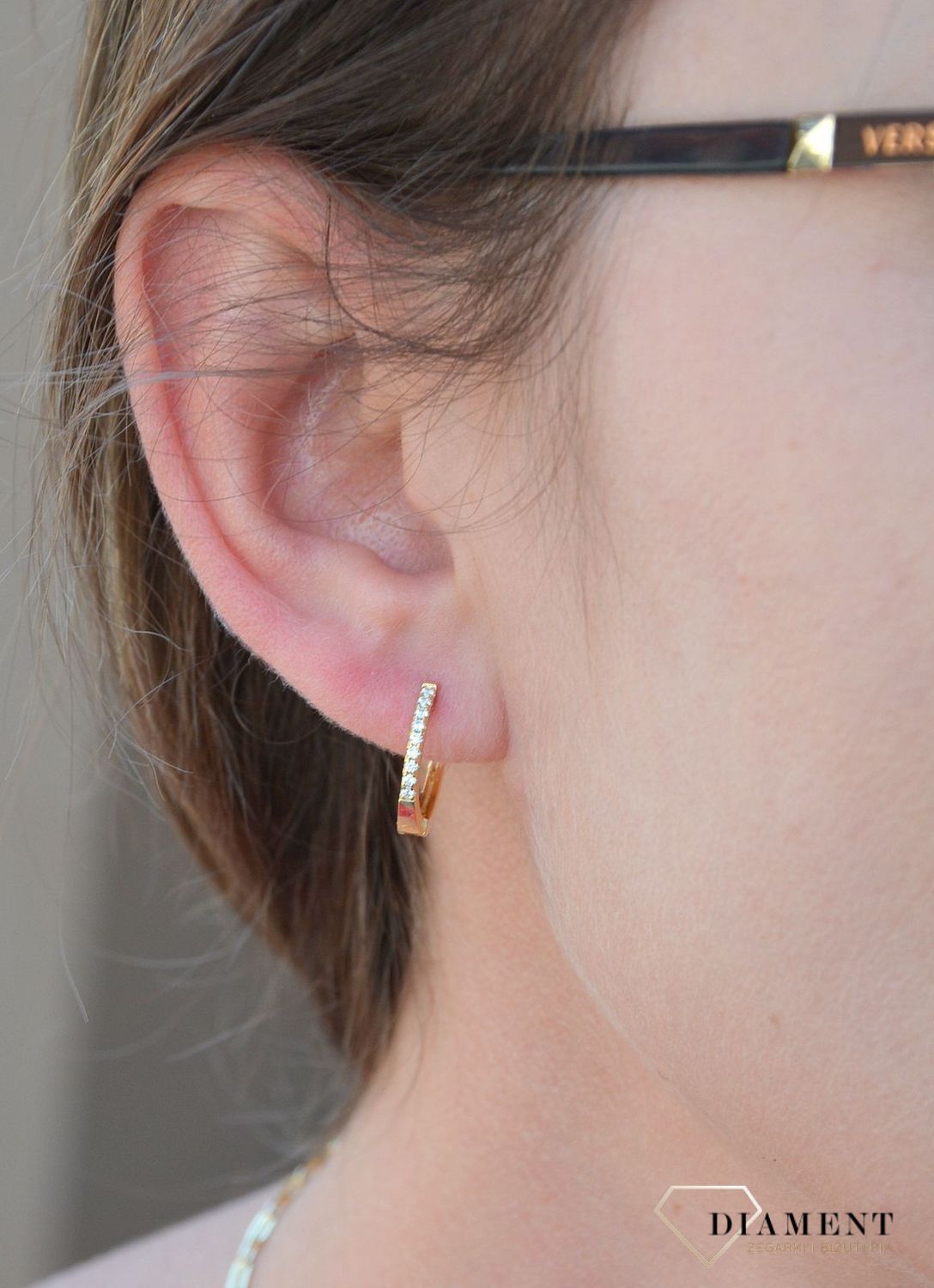 Srebrne pozłacane kolczyki kółka z białą cyrkonią JMAN0179GE00.jpg