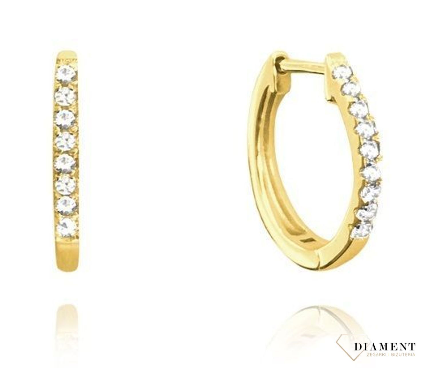 Srebrne pozłacane kolczyki kółka z białą cyrkonią JMAN0179GE00.jpg
