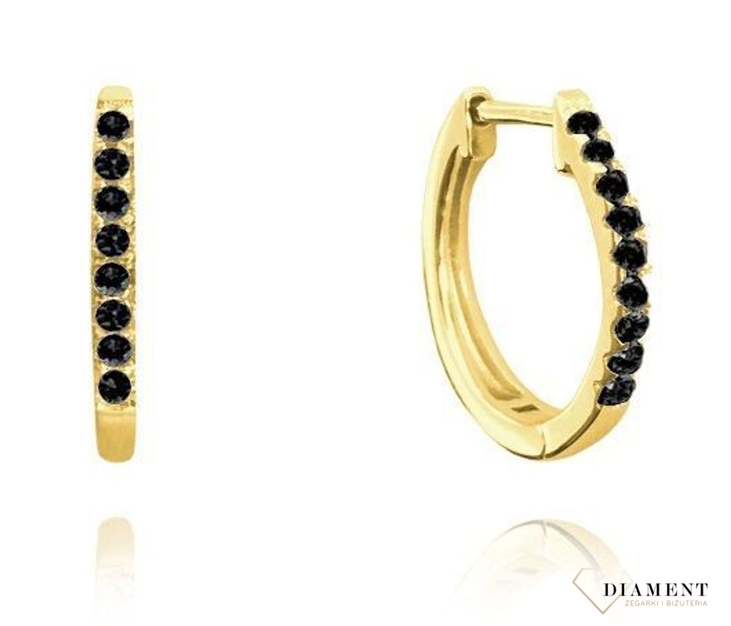 Srebrne pozłacane kolczyki kółka z czarną cyrkonią JMAN0179KE00.jpg