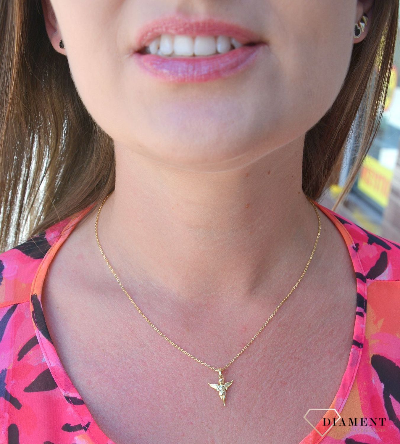 Srebrny naszyjnik pozłacany z zawieszką aniołka JMAN0187GN45.jpg