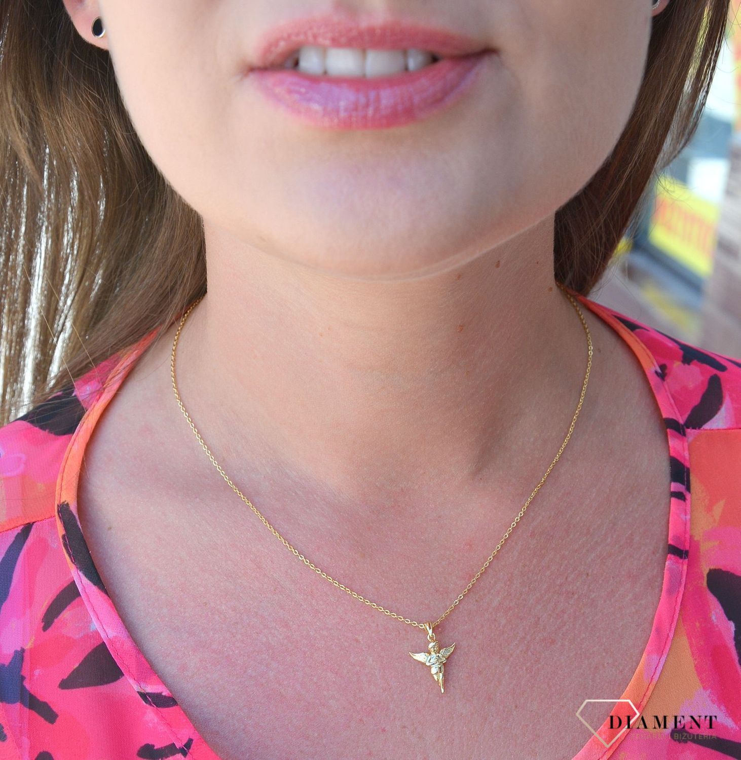 Srebrny naszyjnik pozłacany z zawieszką aniołka JMAN0187GN45.jpg