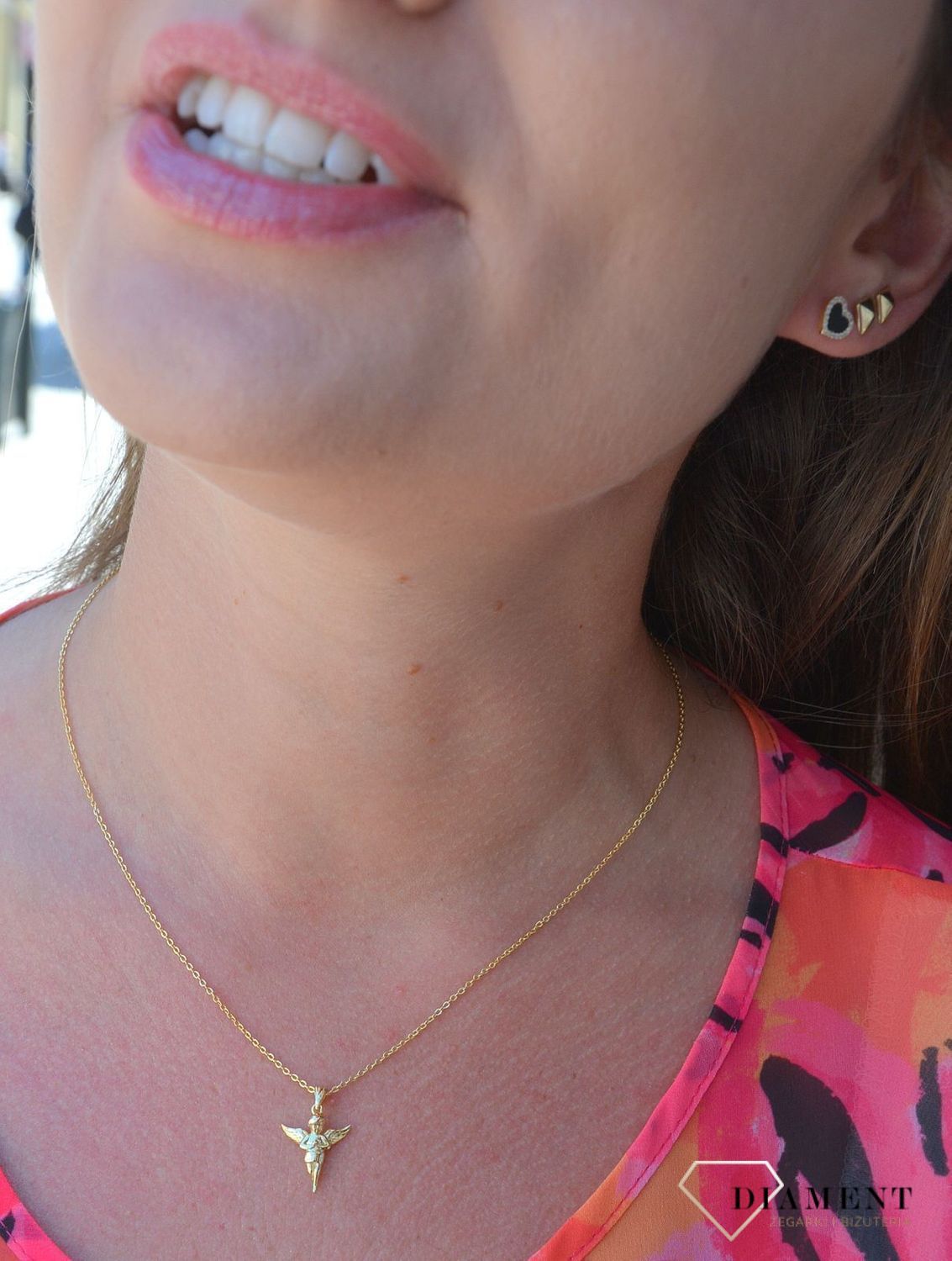 Srebrny naszyjnik pozłacany z zawieszką aniołka JMAN0187GN45.jpg