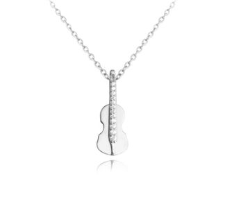 Srebrny naszyjnik MINET – Skrzypce z białymi cyrkoniami Ag 925.jpg
