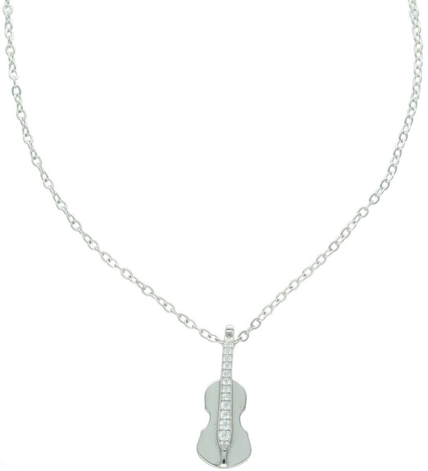 Srebrny naszyjnik MINET – Skrzypce z białymi cyrkoniami Ag 925df (2).jpg