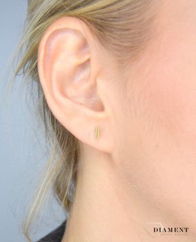 Kolczyki srebrne przy uchu 'Złote małe patyczki' JMAN0196GE00 💎 Srebrne pozłacane kolczyki przy uchu w kolorze złotym  (1).JPG