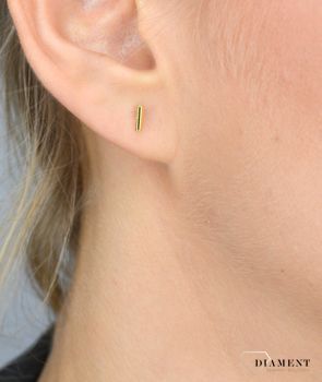 Kolczyki srebrne przy uchu 'Złote małe patyczki' JMAN0196GE00 💎 Srebrne pozłacane kolczyki przy uchu w kolorze złotym  (3).JPG
