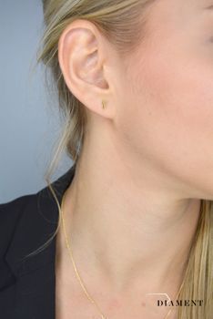 Kolczyki srebrne przy uchu 'Złote małe patyczki' JMAN0196GE00 💎 Srebrne pozłacane kolczyki przy uchu w kolorze złotym  (5).JPG
