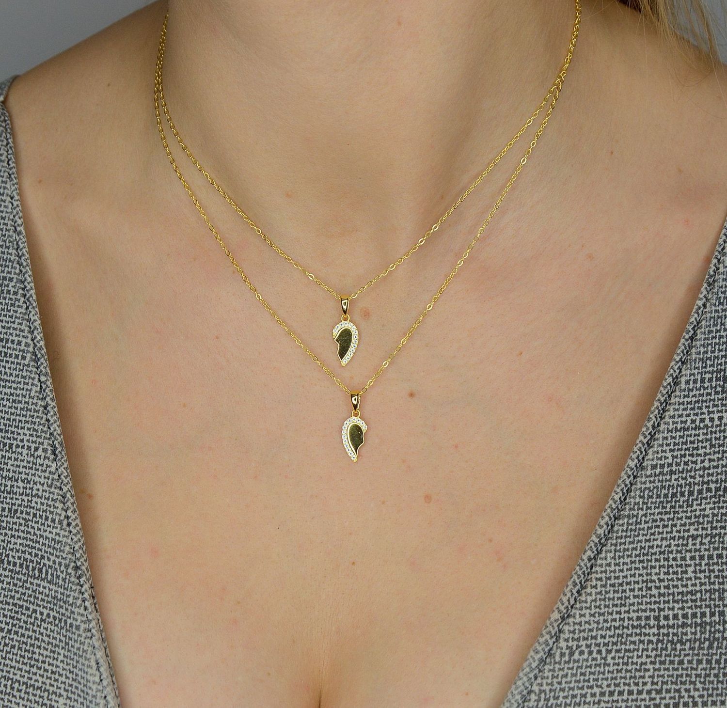 Naszyjnik srebrny pozłacane podwójne serca Friends Forever. Naszyjnik srebrny pozłacane podwójne serca JMAN0221GN45. Biżuteria dla przyjaciółek. Biżuteria BF..jpg